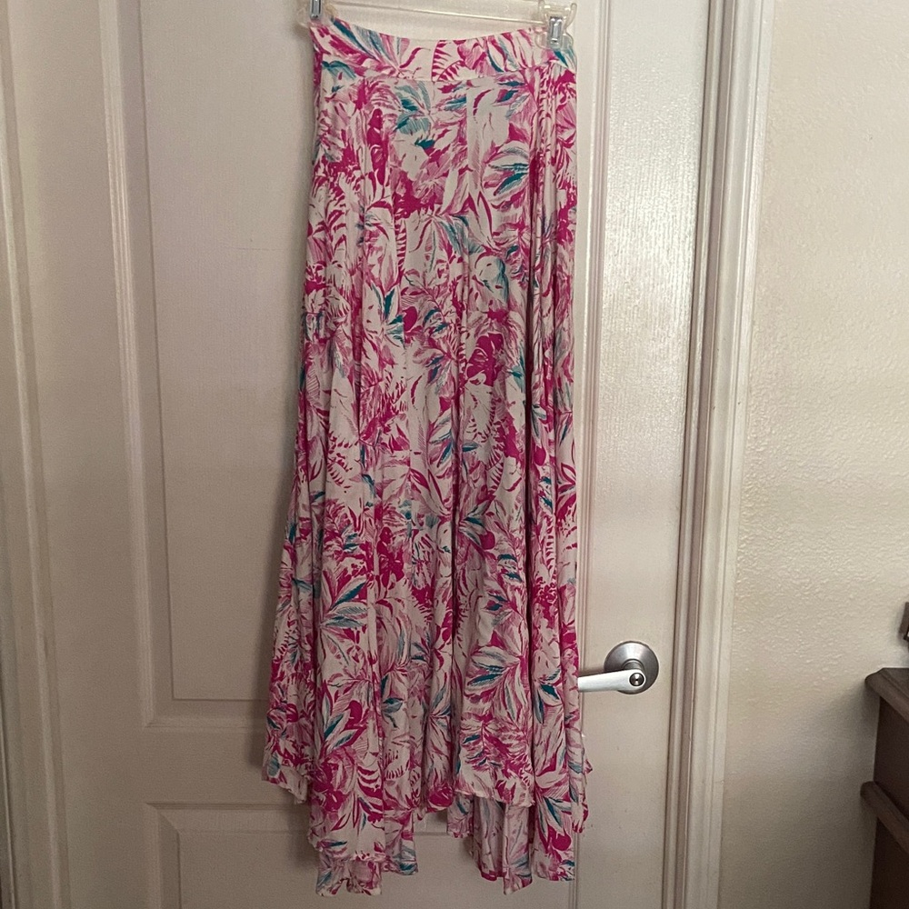 Floral Pink and White A-Line Skirt